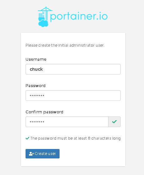 Portainer Initial Screen