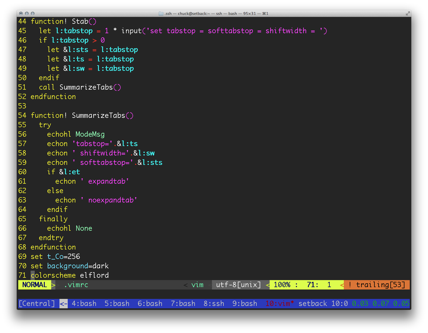 vim in use